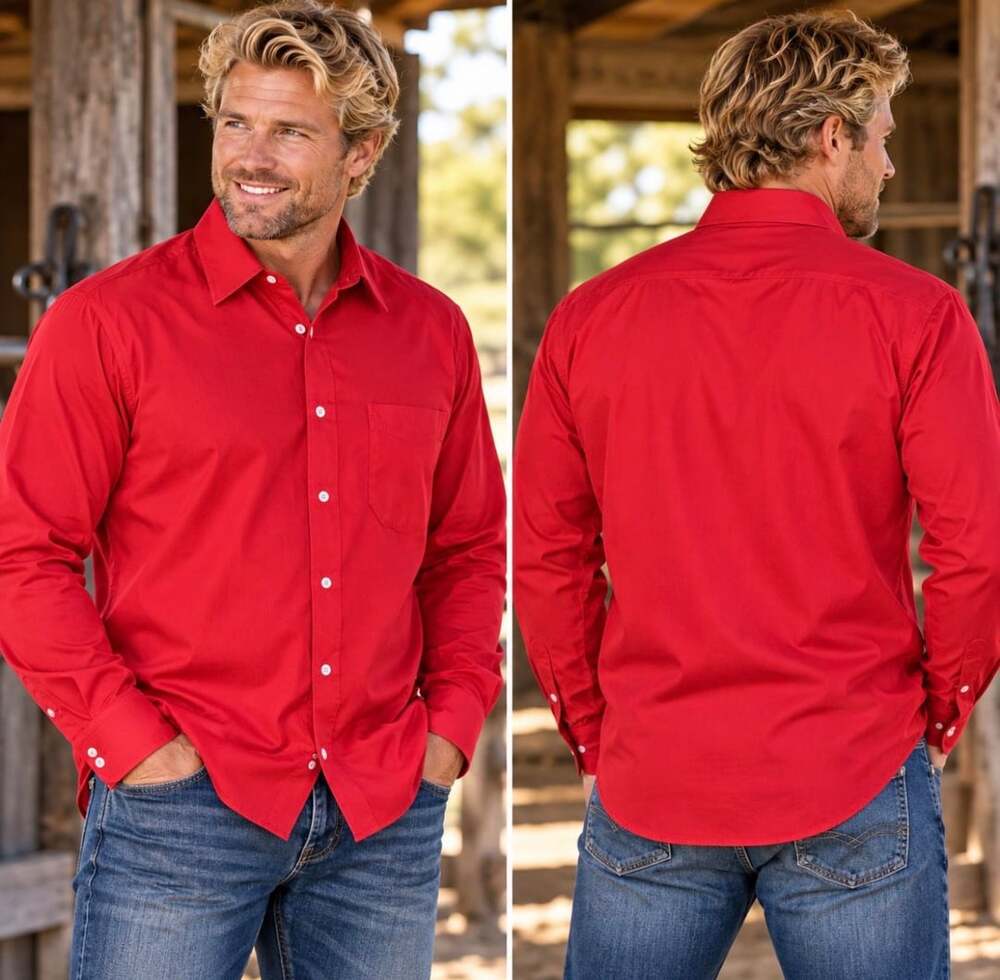 Alexander Lloyd London Men’s Red Dress Shirt 16.5/42 Long Sleeve Button Up
